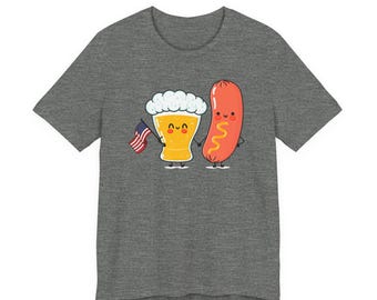 Fourth of July tee - beer and hot dog shirt - America t-shirt - unisex fit - 10 colors
