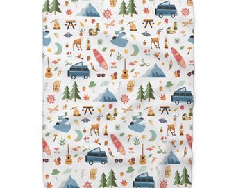 Camping blanket - van life blanket - sherpa fleece backing - 2 sizes