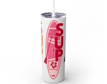 SUP tumbler with straw and lid - hot or cold beverages - 20 oz - 3 colors - paddle board travel cup - SUP travel cup