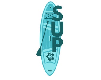 SUP sticker - paddle board sticker - cutout sticker - indoor / outdoor - 4" tall - 3 colors