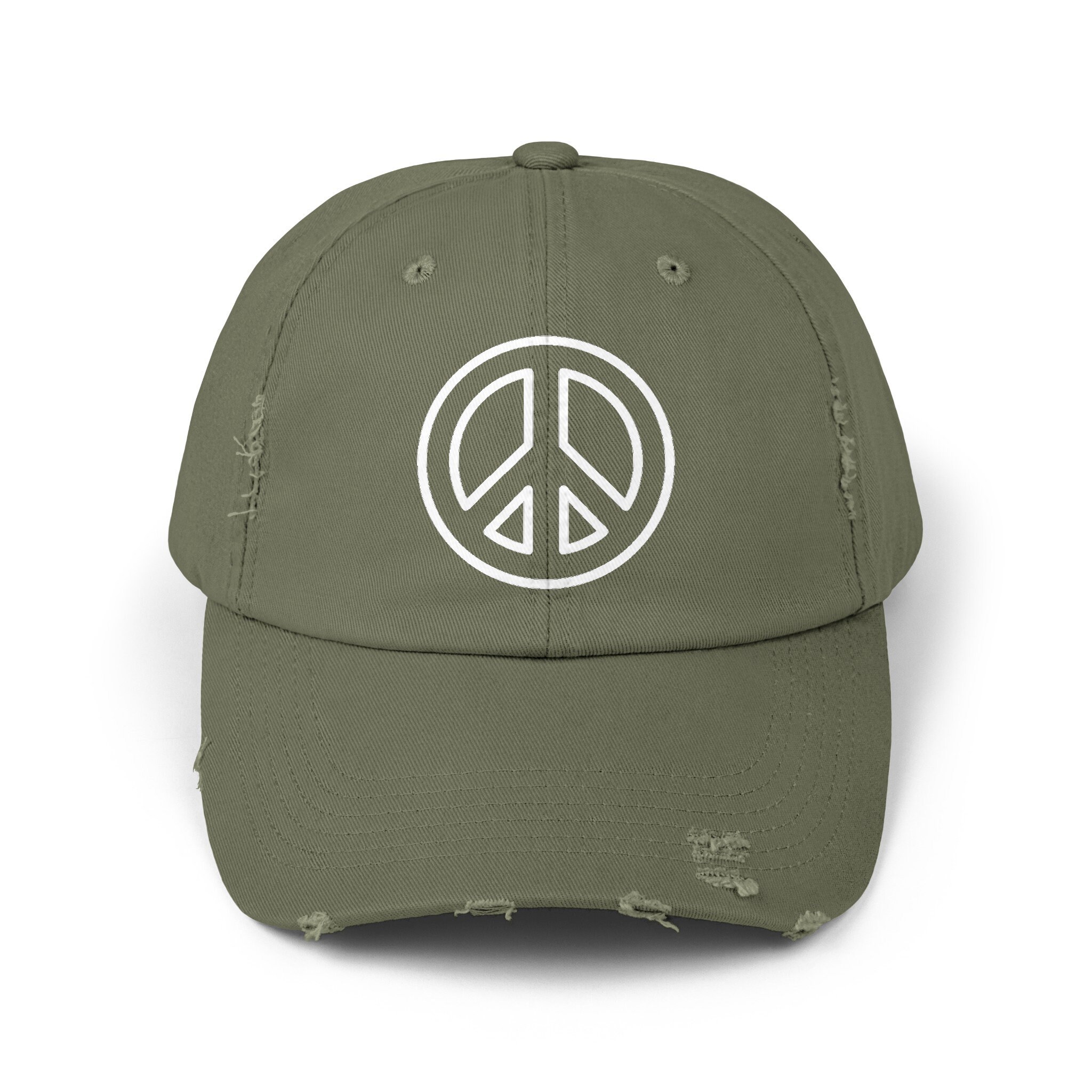 Peace Sign Caps Peace Hat - Hippy Hat - Peace Sign - Distressed Baseball Cap ...