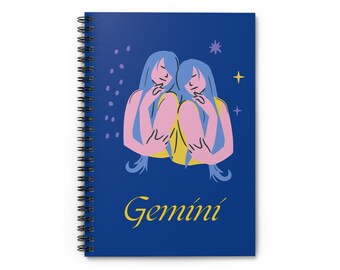 Gemini journal - zodiac notebook - Gemini twins - Gemini birthday - spiral notebook - 118 lined pages - 6x8"