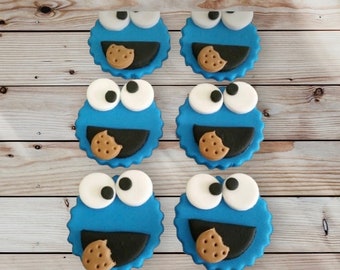 Cookie cartoon Fondant cupcake topper- 12 ct