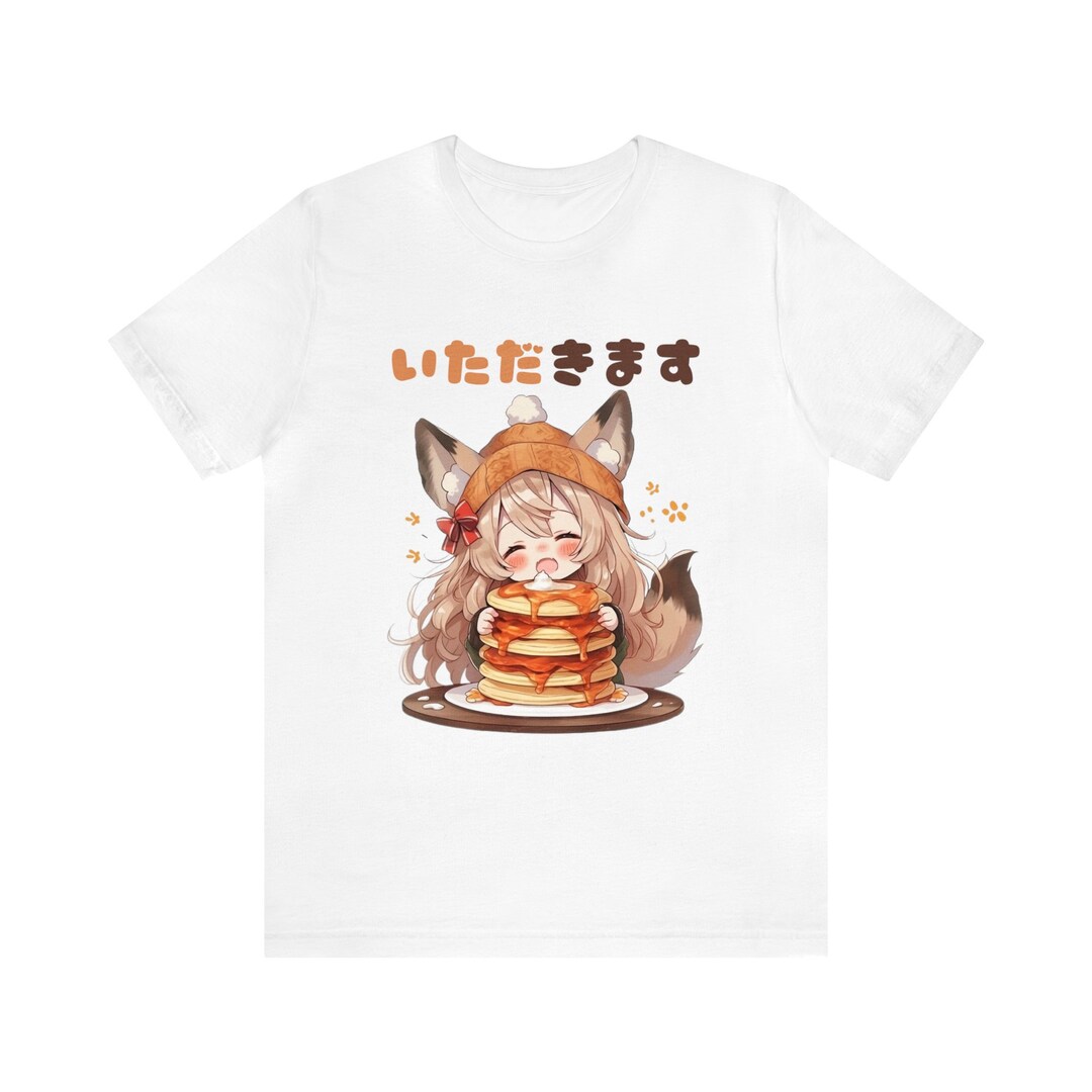 Chibi Fox Girl Eat Pancake Anime Etsy