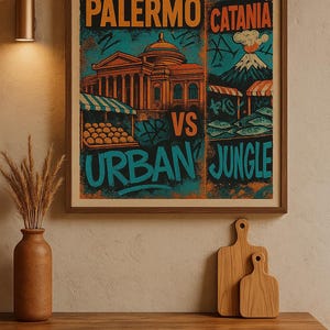 Póster Sicilia A3 Jungla Urbana - Impresión artística sobre cartón - Decoración de pared para enmarcar o colgar - Palermo Catania