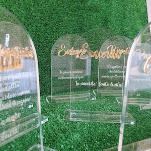 TABLE MARKERS - elegant in transparent and gold plexiglass - table setting