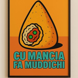 Póster Sicilia A3 Arancino/Arancina y Cannolo - Impresión artística sobre cartón - Decoración de pared para enmarcar o colgar