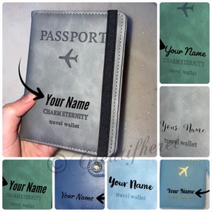 Porte passeport voyage à personnaliser cuir cadeau fête des pères cadeau gravé laser prénom logo photo portefeuille classe