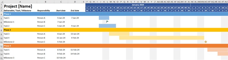 Gantt Chart Generator Simple to Use and Easy to Customize - Etsy
