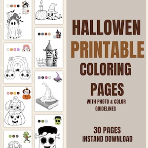 Halloween Printable Coloring Pages, Spooky Fun, DIY Art Activity, Kids Coloring Pages, Instant Download, Halloween Party