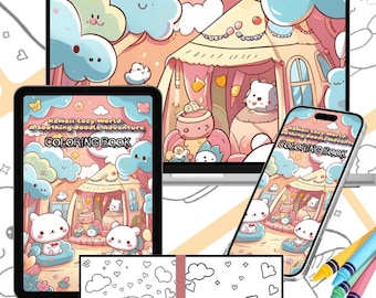 Kawaii-kleurboek voor kinderen: doodleavontuur, rustgevende kunst