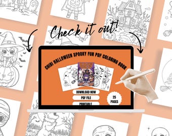 Chibi Halloween Coloring Book: Spooky Fun, Kids Activity (Digital Download)