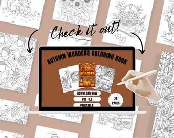 Printable Autumn 3D Coloring Book, Cozy Seasonal Coloring for Kids & Adults (Digital Download)