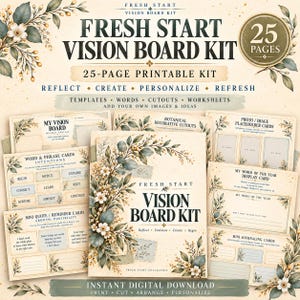 Printable Vision Board Kit,  25 Page Digital Download
