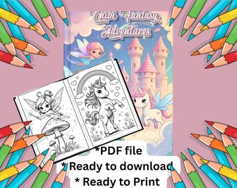 Kawaii Fantasy Coloring Book: Printable DIY Arts & Crafts (Digital Download)