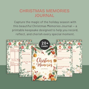 Julminnesdagbok, akvarell julminnessak, utskrivbar julplanerare, festlig minnesbok (digital nedladdning)