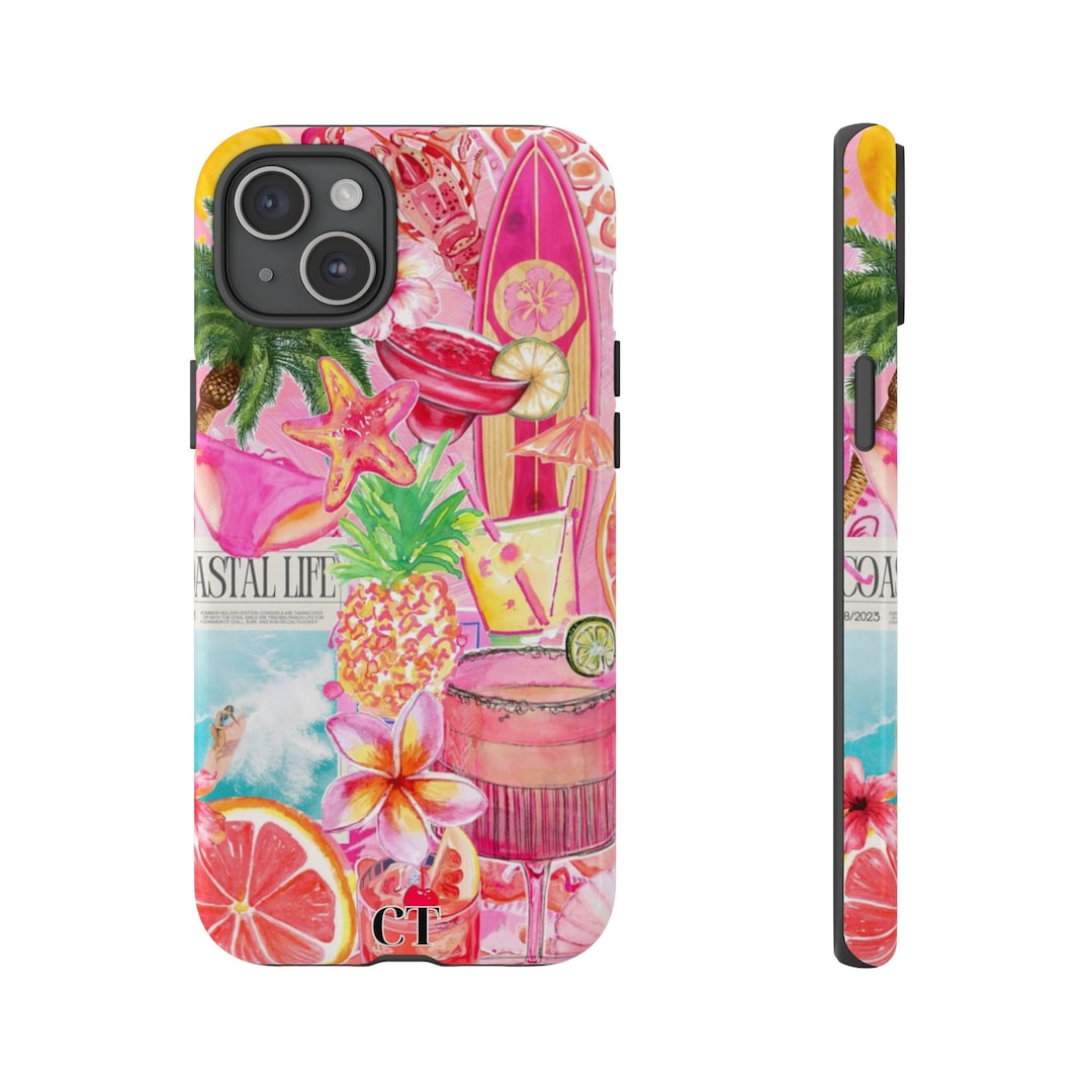 Coconut Girl Collage Phone Case, Beachy Girl Island Girl Aesthetic