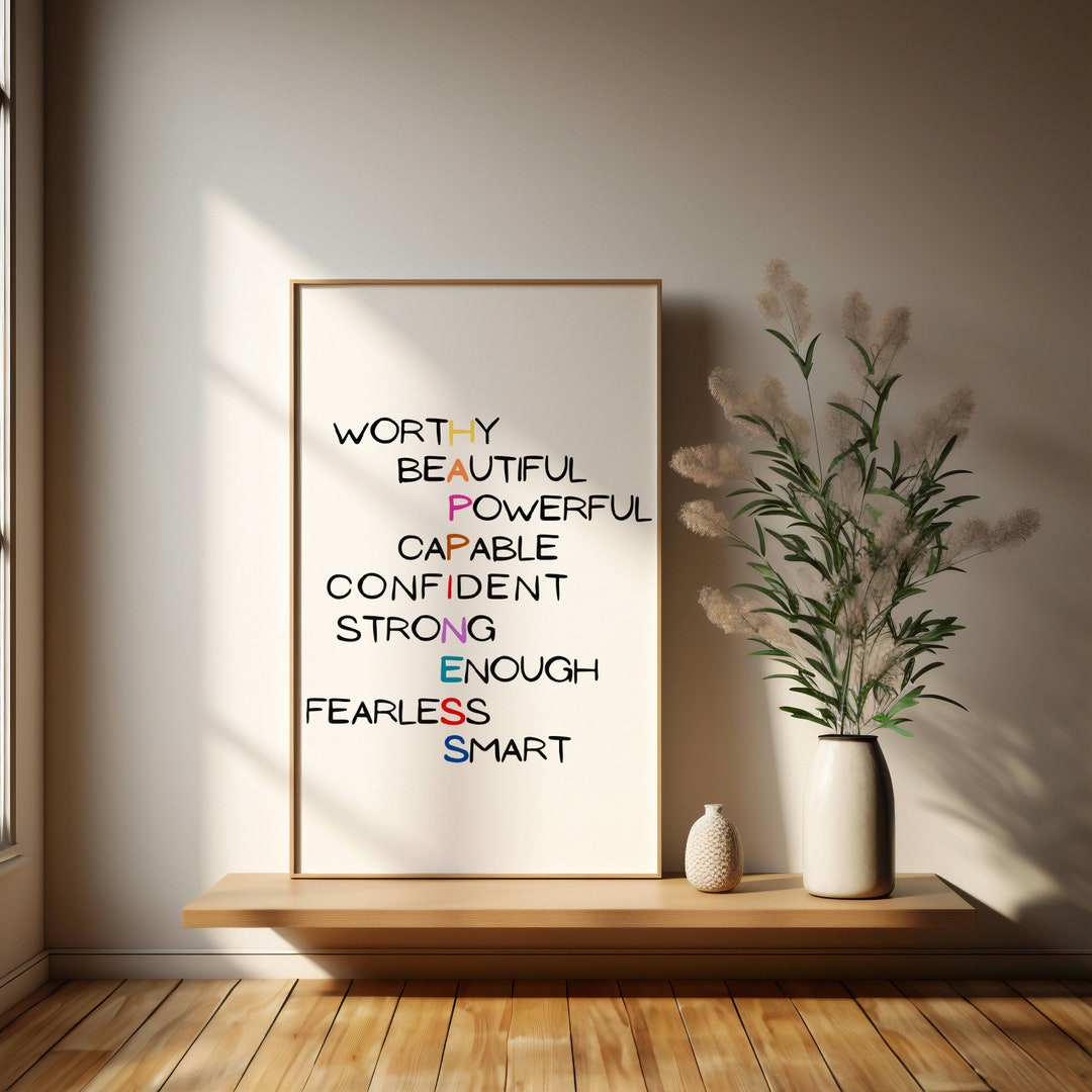 Positive Affirmation Wall Art Print - Inspirational Decor - Unique Gift ...