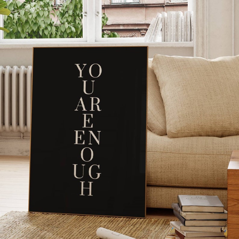 Affirmation Wall Art Print You Are Enough, Personalized Digital