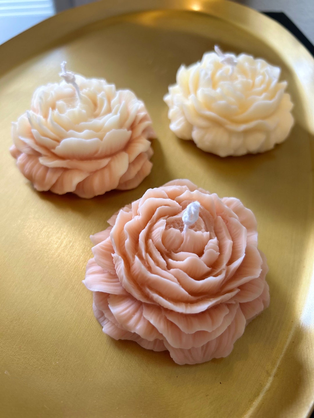 Petalina Candle Pillar Candle Magnolia and Peony Scented Candle