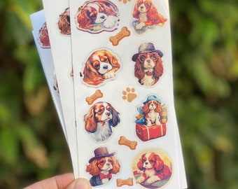 Cavalier King Charles Spaniel Stickers - 8 Unique Dog Designs for Laptops, Notebooks, Animal Lover Gifts (set of 3)