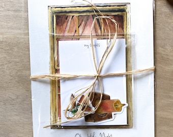Christian Gift Bundle: Watercolor Art Print, Notepad & Stickers