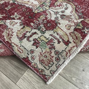 5x9 Red Beige Turkish Large Rug, 5x9 Beige Red Vintage Rug, Oushak Livingroom Kitchen Bedroom Office Kids Entry Rug, Boho Decor, 5.3x8.9 Ft