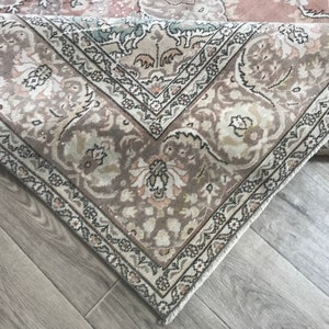 6.9x10.2 Ft Persian Style Rug, Pink Beige Brown Green Vintage Rug, 7x10 Pink Beige Green Turkish Rug, 7x10 Oushak Livingroom Rug, Home Decor