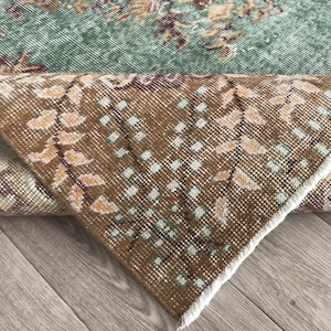 5.6x9.2 Ft, 6x9 Orange Green Turkish Rug, 6x9 Vintage Green Orange Large Rug, Oushak Livingroom Rug, Kitchen Bedroom Entry Rug, Home Decor