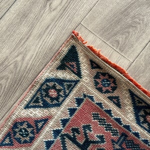 2x4 Pink Blue Beige Vintage Small Rug, 2x4 Pink Turkish Rug, Oushak ...