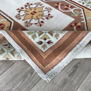 4x8 Beige Brown Turkish Medium Rug, 4x8 Vintage Rug, Oushak Livingroom Bathroom Bedroom Kitchen Kids Bedroom Rug, Home Decor, 4.1x7.9 Ft