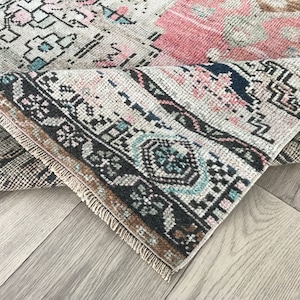 Tappeto runner vintage beige rosso 3x10, runner Oushak 3x10, tappeto runner stretto per ingresso turco soggiorno corridoio per bambini, decorazione per la casa, 2,9x10,3 piedi