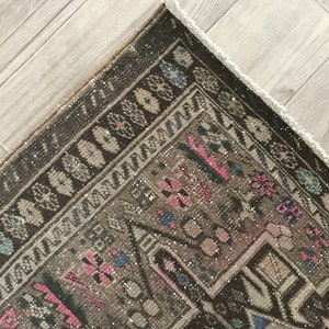 Tappeto persiano da corridoio 3x10 marrone rosa blu, 3x10 marrone rosa vintage, tappeto persiano da soggiorno per bambini, arredamento per la casa, 3,2x9,6 piedi