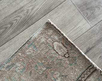 1.8x6.2 Ft, 2x6 Green Brown Vintage Runner Rug, 2x6 Brown Green Turkish Runner, Oushak Livingroom Kids Office Hallway Runner Rug, Home Decor