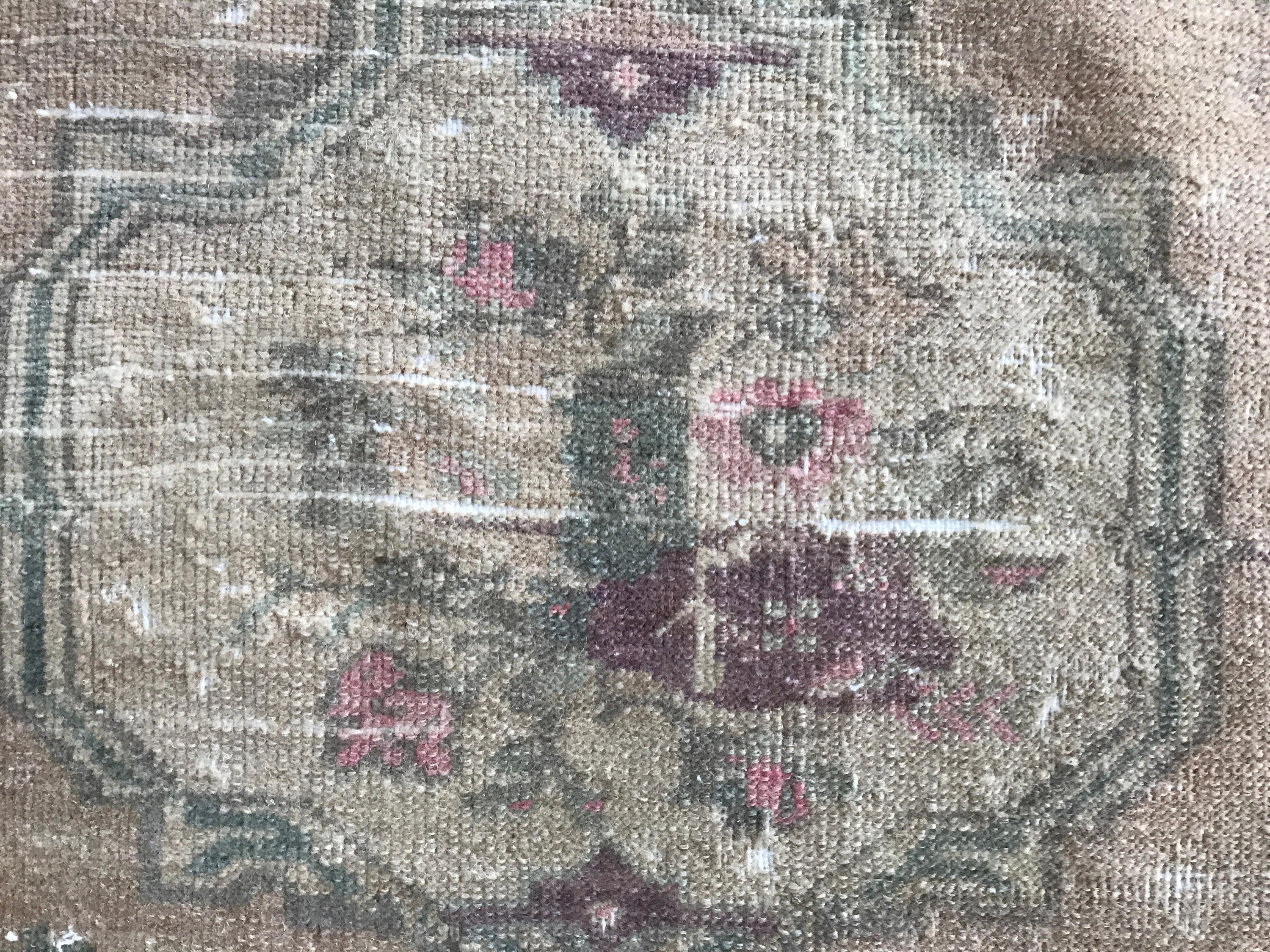 2x3 Handmade Beige Green Turkısh Rug, Anatolian Rug, 2x3 Unique Green