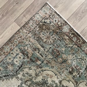 7x10 Beige Green Brown Turkish Rug, 7x10 Green Beige Vintage Rug, Oushak Livingroom Rug, Bedroom Office Area Rug, Home Decor, 6.6x10.3 Ft