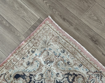 9x12 Pink Blue Green Persian Rug, 9x12 Vintage Rug, Oriental Livingroom Bedroom Diningroom Office Entry Area Rug, Home Decor, 8.6x11.8 Ft