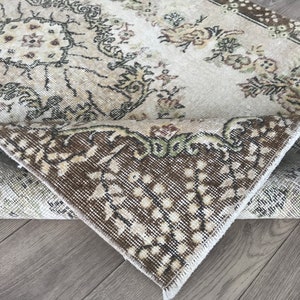 4x6 Beige Green Turkish Medium Rug, 4x6 Green Beige Vintage Rug, Oushak Office Kitchen Rug, 4x6 Vintage Rug,  Home Decor, 3.8x6.4 Ft