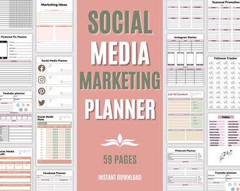 Social Media Marketing Planner | Instagram Planner | Digital Pinterest Planner | Marketing Planner | Content Planner | Facebook Marketing