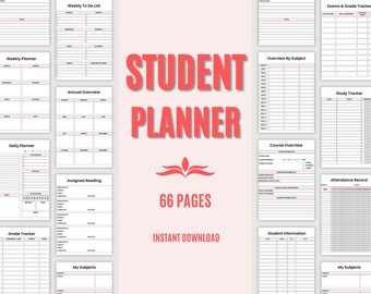 Student Digital Planner | Printable Planner | Academic Planner | College Planner | Study Planner | School Planner | Daily Planner