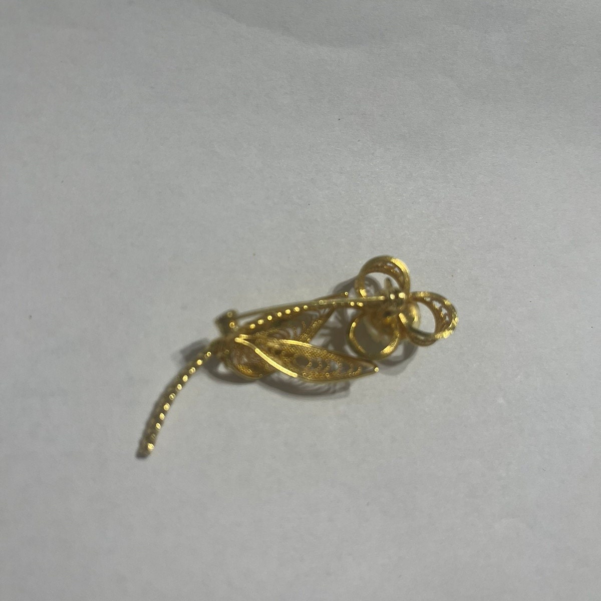 Broche Vintage En Forme De Rose Métal Doré - Occasion En Très Bon état (TBE)