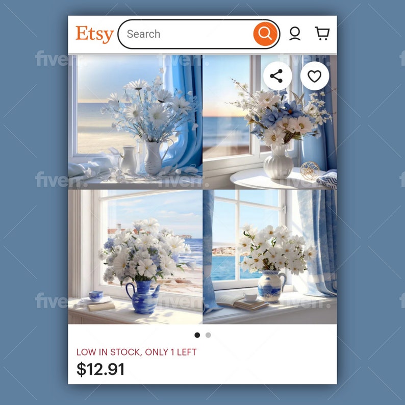 Beautiful Digital Art for Bedrooms and Family Rooms Bouquet in Vase