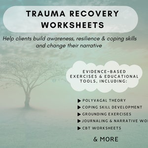 Trauma Recovery Worksheet Bundle |  Resources For Counselors, Psychologists, Social Workers, Therapists, Self-Help