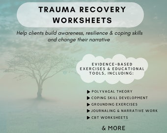 Trauma Recovery Worksheet Bundle |  Resources For Counselors, Psychologists, Social Workers, Therapists, Self-Help