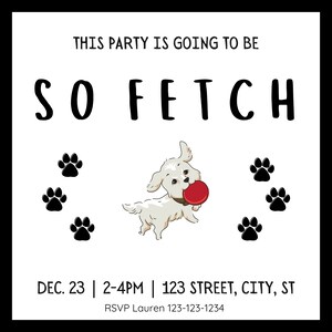 Cette fête est tellement FETCH, invitation d'anniversaire de chien, invitation, Gotya Day, Gotcha Day, sauvetage et adoption de chien, téléchargement numérique, carte imprimable