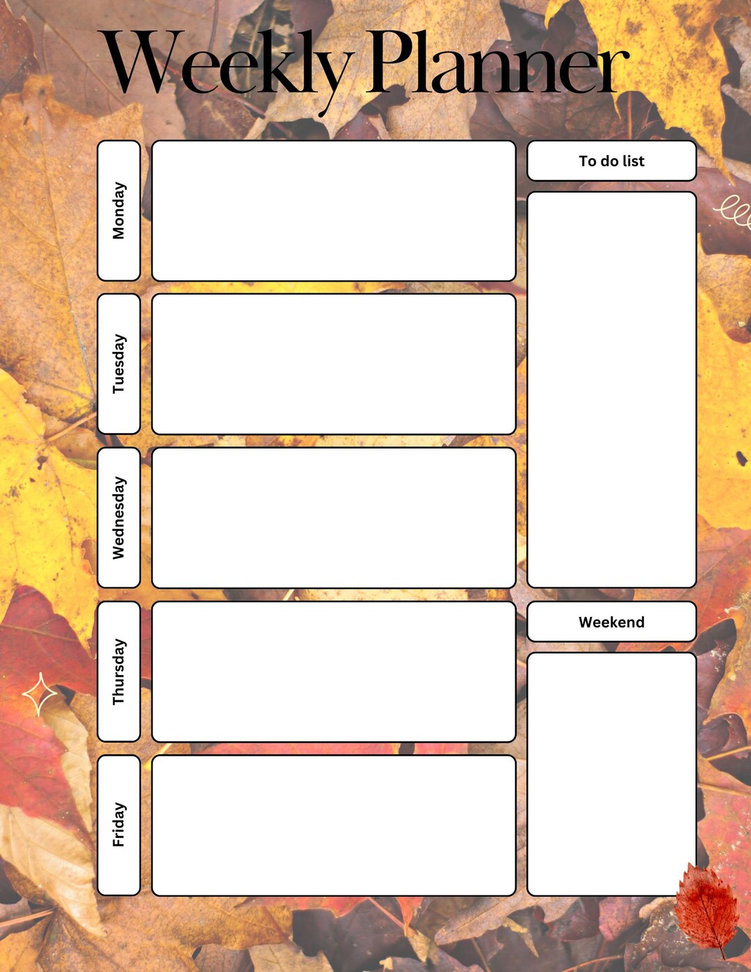 Fall Weekly Planner | Autumn Printable Schedule Organizer | to Do List ...