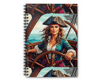 Lady Pirate Captain Spiral Notebook: Nautical Fantasy Journal