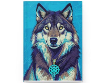 Wolf Journal: Tribal Symbol Notizbuch, spirituelle Tierkunst - Hardcover