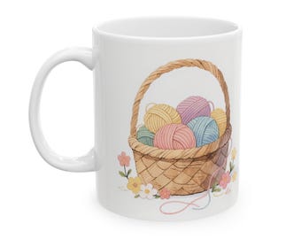 Panier de tasse à café en fil, cadeau pour amateur de tricot au crochet