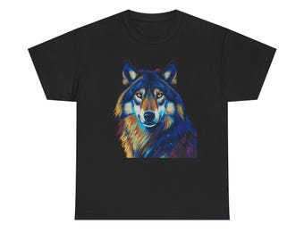 Colorful Wolf Graphic T-Shirt: Tribal Spirit Animal Art